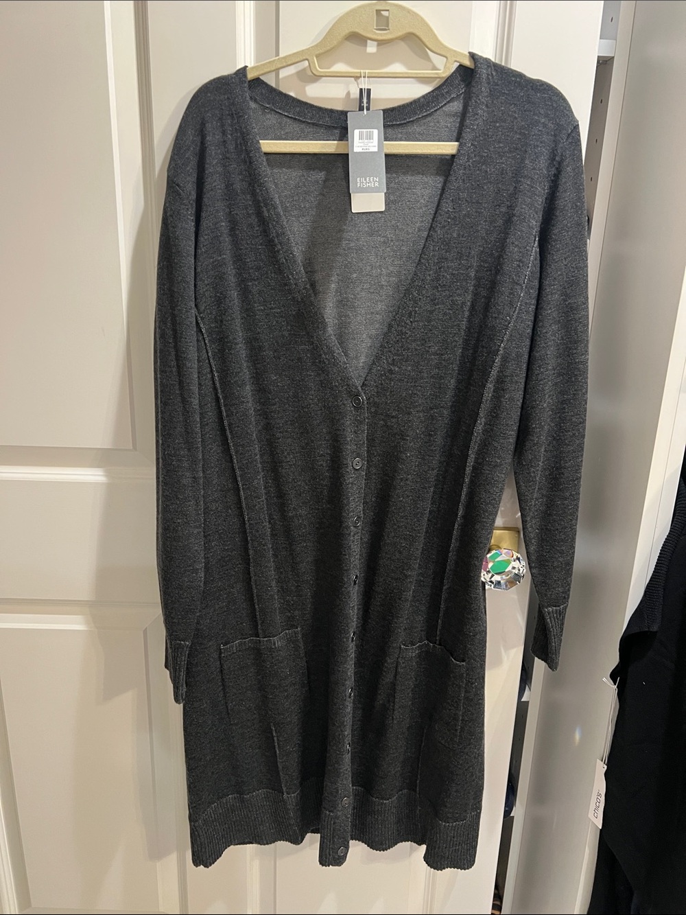 Eileen Fisher char v neck boyfriend cardigan